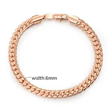 Классический сплошной Rose Gold Filled мужские женские змея кости браслет-цепочка 8,26"