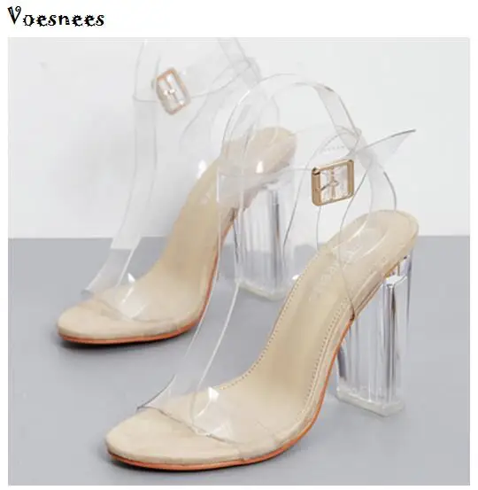 

Shoes Woman Sexy Sandals Thick heel Transparent Cross - section with Open - toed Fish Mouth Sandals High - heeled 11cm Shoes