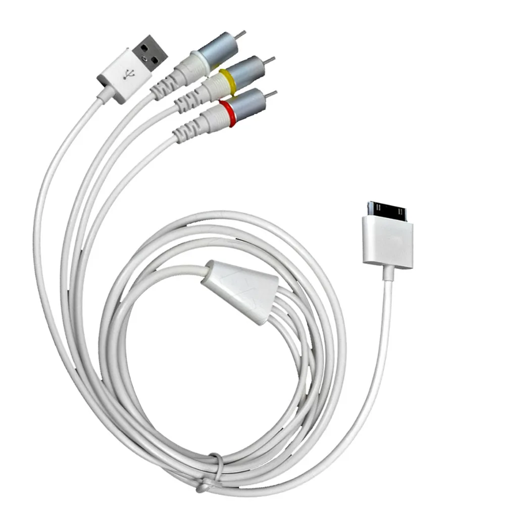 Высококачественный USB док разъем для ТВ RCA видео композитный AV кабель адаптер Apple