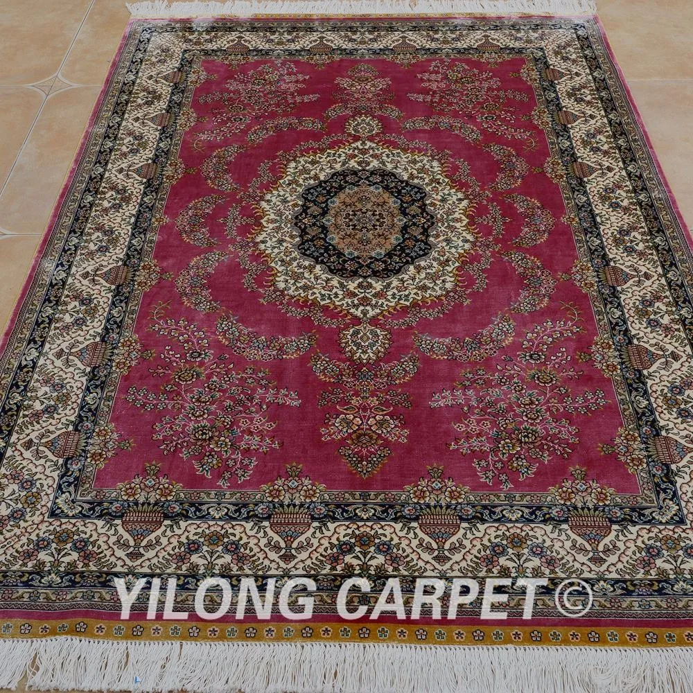 Yilong 4'x6' Традиционный Ковер Ручной Работы Красный vantage Античная Кашмира шелковые ковры(0698