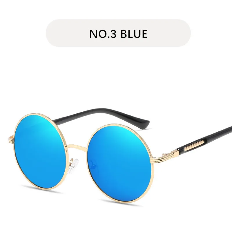 UVLAIK Simole Круглые Солнцезащитные очки для женщин модные брендовые дизайнерские ретро очки мужские дикие очки зеркальные очки UV400 - Цвет линз: Blue