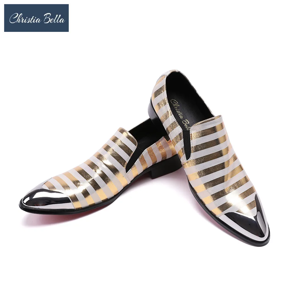 Couro Deslizamento Sapatos Dos Mens Listras Christia Multi Casual Da Genuíno Moda De Bella Sapatas Estilo Clube Britânico Em Marca Zebra colorido Homens xF7pXq