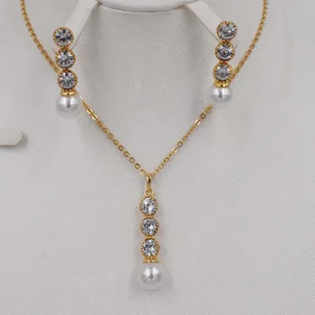 

fashion nigerian wedding beadsl Necklace Earrings Set for women african jewelry sets dubai gold color