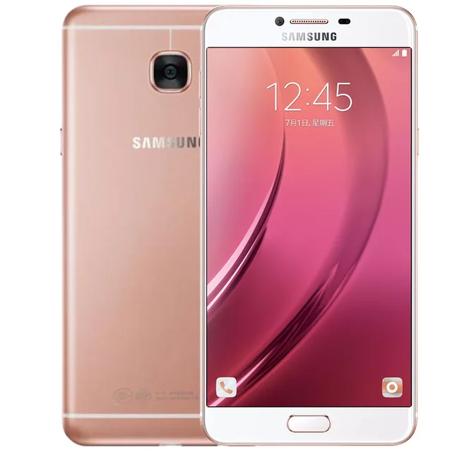 samsung Galaxy C7 разблокированный 5,7 дюймов 4 Гб ОЗУ 32 Гб ПЗУ LTE 4G 16,0 Мп камера Восьмиядерный Android 6,0 мобильный телефон - Цвет: Розовый