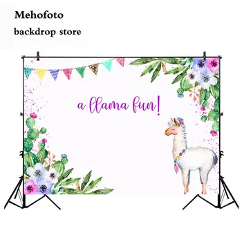 

Neoback llama backdrop for photography spring flower photo background party decoration supplies backdrops for photo studio 444