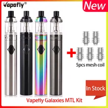 Newest Vape Vapefly Galaxies MTL Kit 1400mah battery 1.8ml capacity tank mesh coil Vaporizer electronic cigarette VAPE PEN kit galaxies