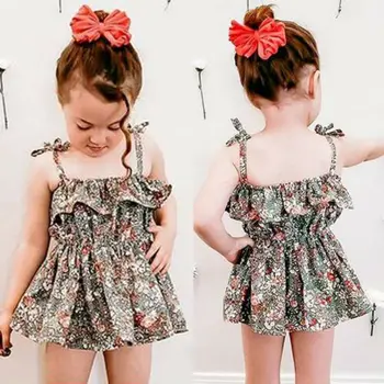 

US Newborn Kid Baby Girls Flower Sleeveless Tops Dress Shorts Briefs Outfits Set
