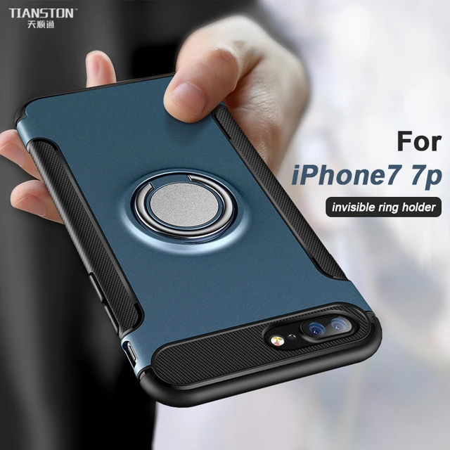 tianston phone case for iphone7 7plus cover hybrid metal magnetic magnetic sheet holder