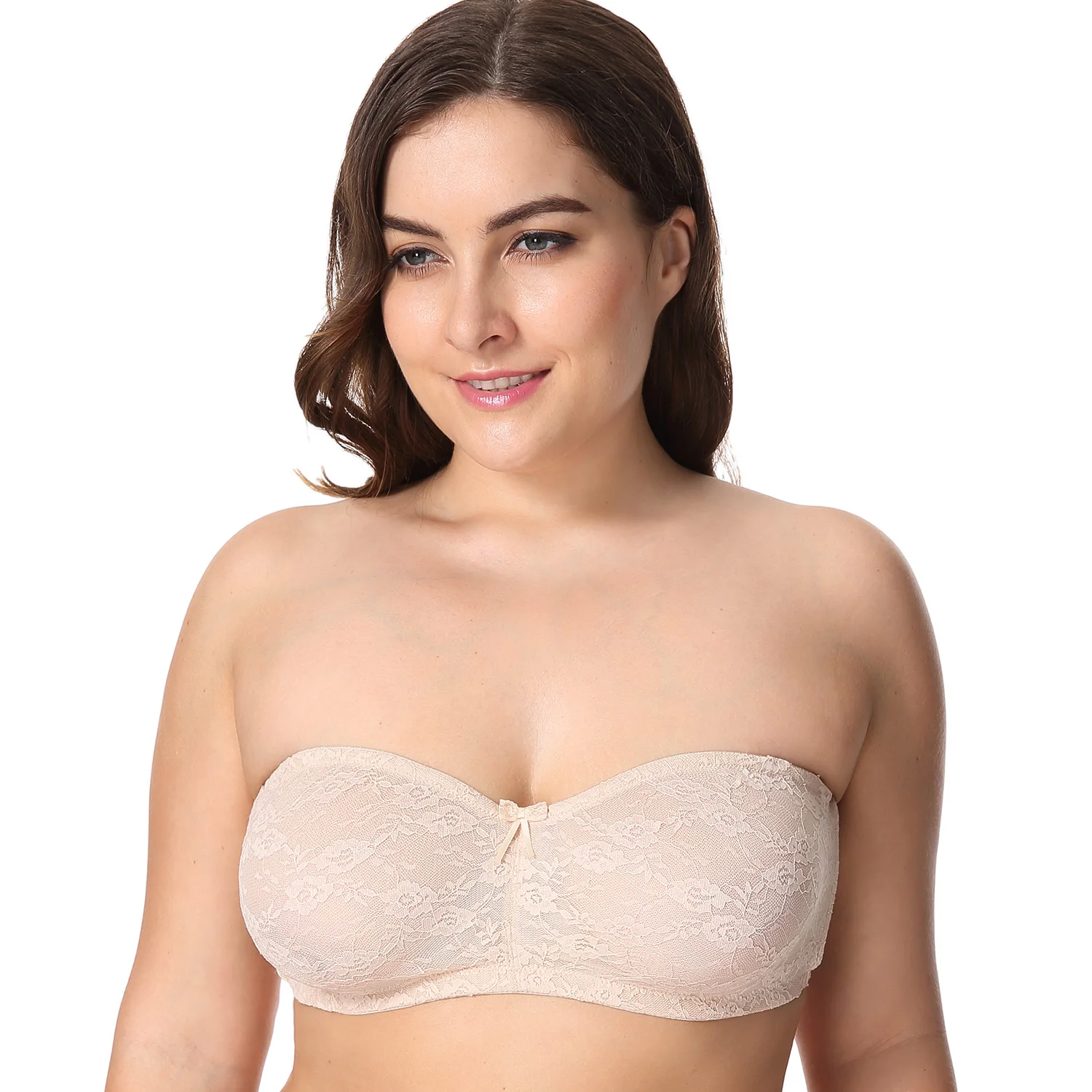

Women's Multiway No Padding See-through Underwire Floral Lace Transparent Strapless Bra
