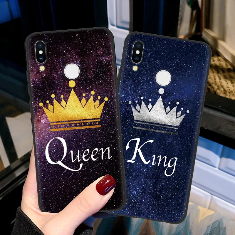 

Black Matte Cases For Huawei P30 Lite P8 P9 P10 P20 Pro Lite 2017 P Smart Plus 2019 Mate 20 Pro 10 Lite King Queen Printed Cover