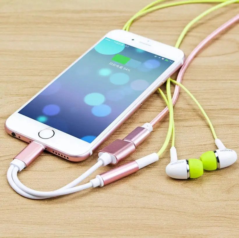 Goede 2 in 1 Voor Verlichting tot 3.5mm Hoofdtelefoon Adapter jack Audio Opladen Splitter otg Kabel Voor iPhone X 8 7 Plus Oortelefoon Converter