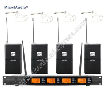 

UHF 4 Channel Stage Performance Wireless System Microphone With 4 Bodypack Led Digital Receiver Microphone Frequency Adjustable