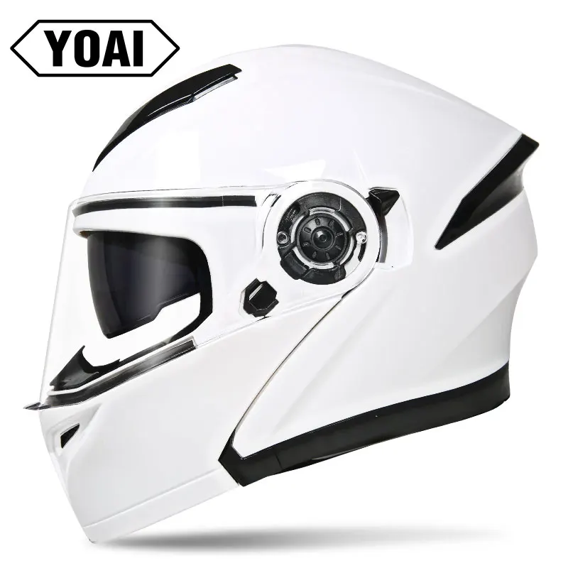 YOAI moto rcycle шлем двойной vsior анфас мото шлемы Filp Up Casco Racing Capacete с внутренним солнцезащитным козырьком