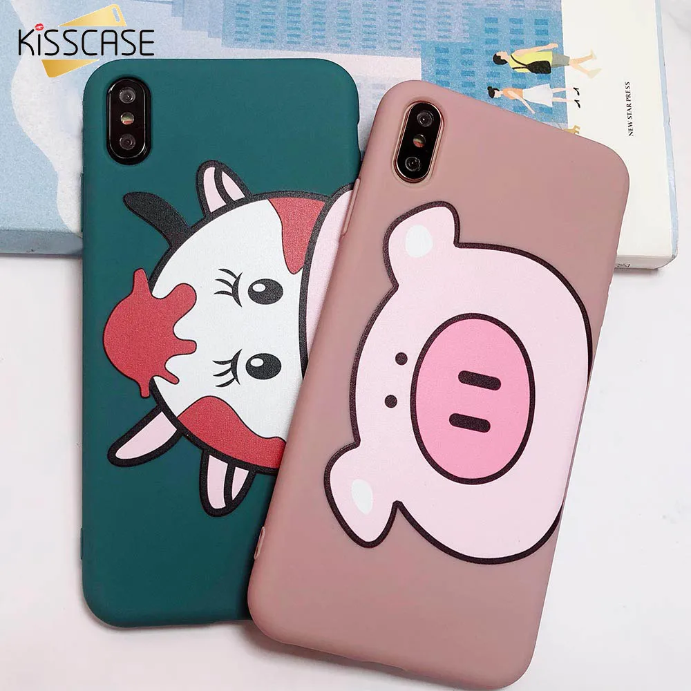 KISSCASE Cute Cartoon Pig Phone Case For iPhone 7 8 6 6S Plus X XR XS Max Soft Silicone Cases 5 5S SE Back Cover Capa |