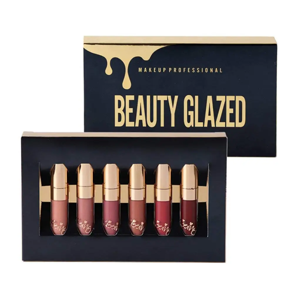 

BEAUTY GLAZED 6pcs/Set Liquid Lipstick Lip Gloss Professional Makeup Matte Lipstick Lip Kit Long Lasting Cosmetics