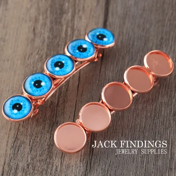 

12mm 3pcs High Quality Rose Gold Plated Brass Copper Hairpin Hair Clips Hairpin Base Setting Cabochon Cameo New Five tray