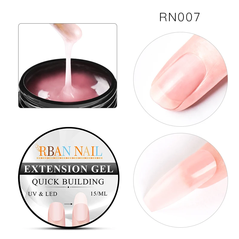 RBAN NAIL 15 мл набор гелей для наращивания ногтей акриловый полигелевый гель для ногтей розовый белый металл с прозрачными кристаллами УФ светодиодный строительный гель для ногтей светодиодный маникюр - Цвет: EES03011
