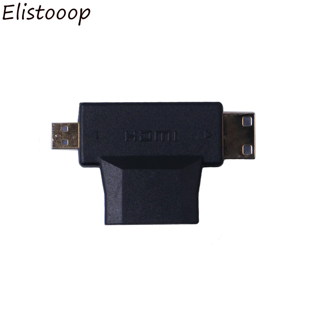Elistooop 3 в 1 Micro HDMI/ Mini HDMI штекер 4 гнездовой кабель адаптер HD 1080P сплиттер разъем 90