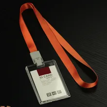 10 шт./лот, вертикальный акриловый держатель для бейджа, двойная карточка ID, Прозрачный чехол для именной карты с ремнями, Офисная компания