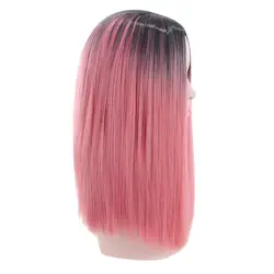 Заводская цена 1 шт. для женщин модные женские накладные парик Розовый Короткие прямые синтетические волос косплэй вечерние 45 см Средства