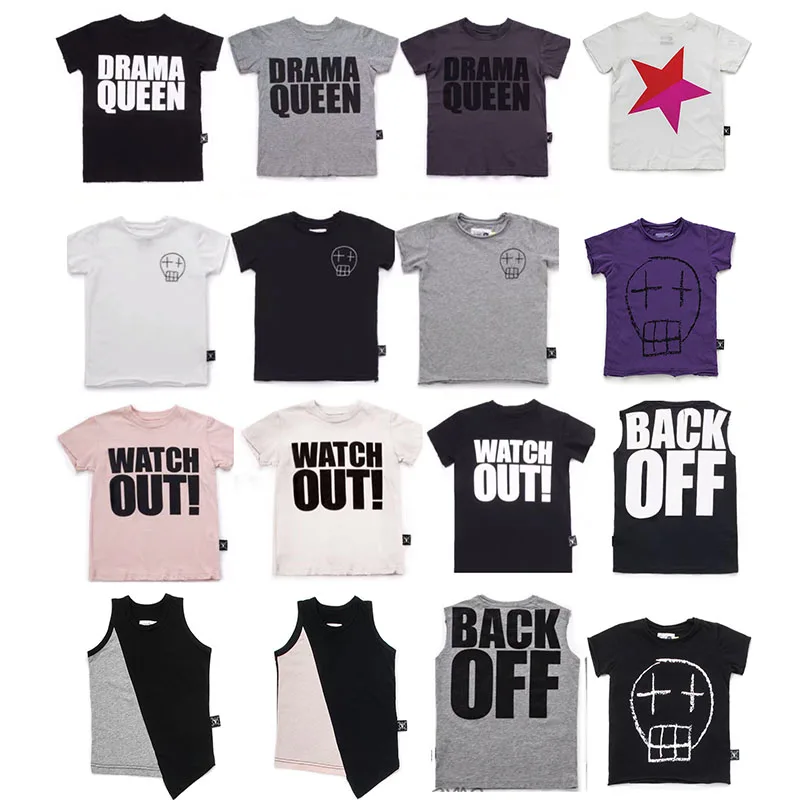 

EnkeliBB 2019 NUNU Summer T Shirt For Boys and Girls Children Fasion Letter Print Tops Kids NUNU Clothes Baby Black T Shirts