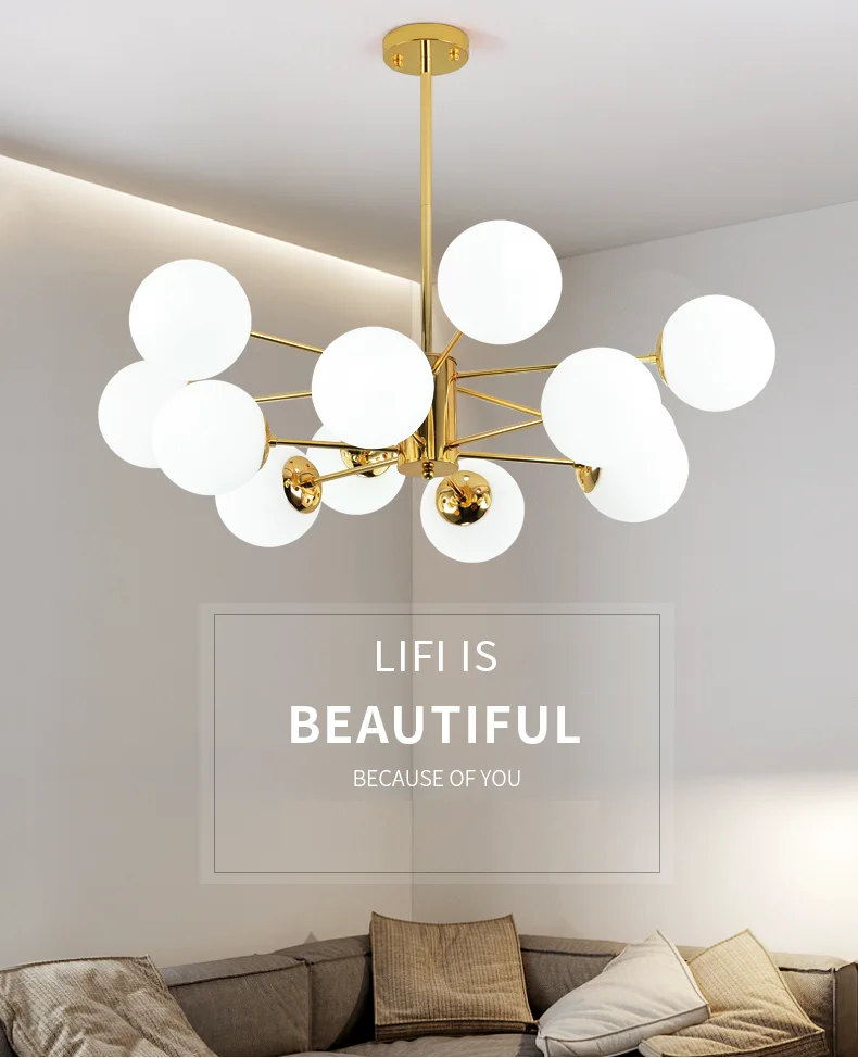 Bola de Vidro Pós-moderna Criativo Feijão Mágico Lustre Estilo Nórdico 3 Cheap Lustres