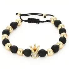 FAITHEASY медь циркония короны части медные бусины черное покрытие бисера плетение браслет с кисточками