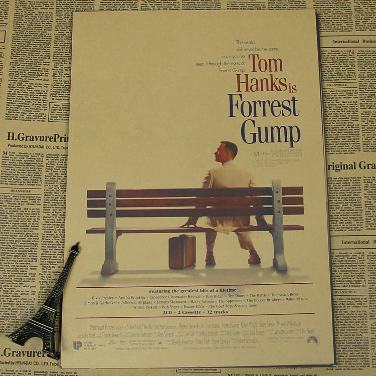 

XCH080 New arrival famous movie "Forrest Gump "Retro vintage poster Kraft paper painting wall sticker art craft home decor