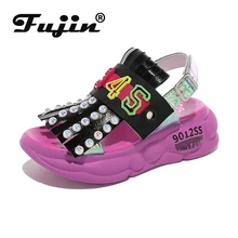 Fujin Summer Women Sandals Buckle Dropshipping Platform Sandals Comfortable Women Thick Sole Beach Shoes Female Chaussures New timetang new 2018 summer shoes women sandals flat platform shoes sweet women s beach sandals thick sole big size 43 c187