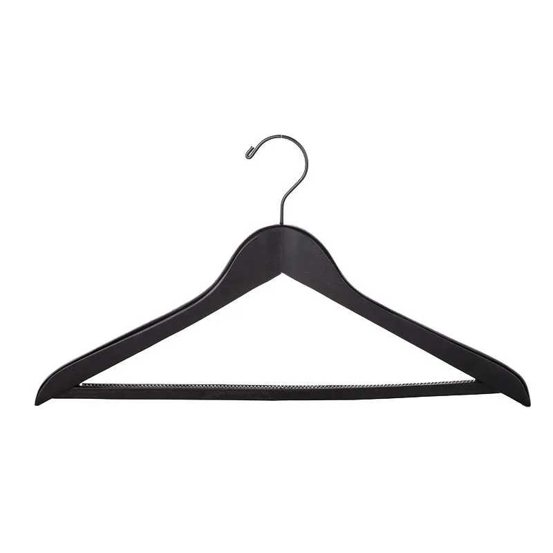 

50 Pcs/Lot, Deluxe Thick Black Wood Coats Garment Suits Hanger with Trouser Bar, Luxury Heavy Duty Clothes Hotel Hanger