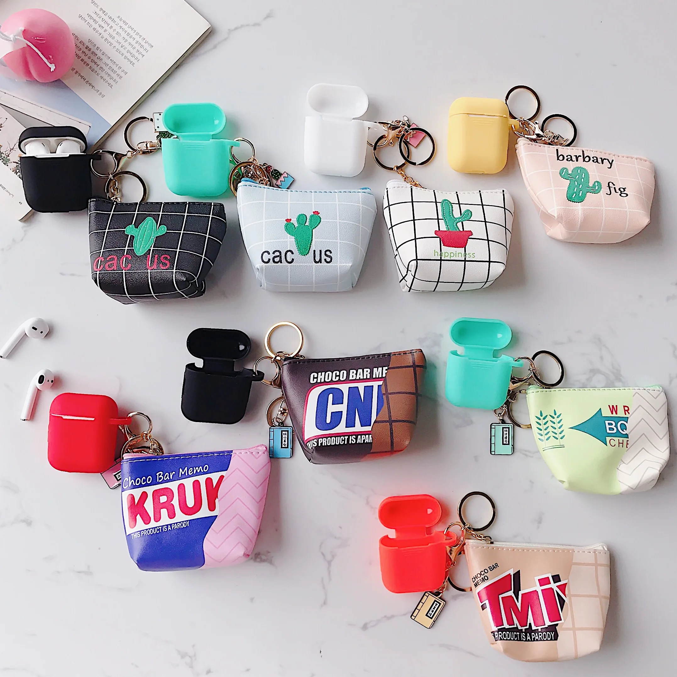 

Luxury Coin Purse Storage Wallet Wireless Bluetooth Earphone Cartoon Case For Apple AirPods Silicone Charging Soft TPU Cute