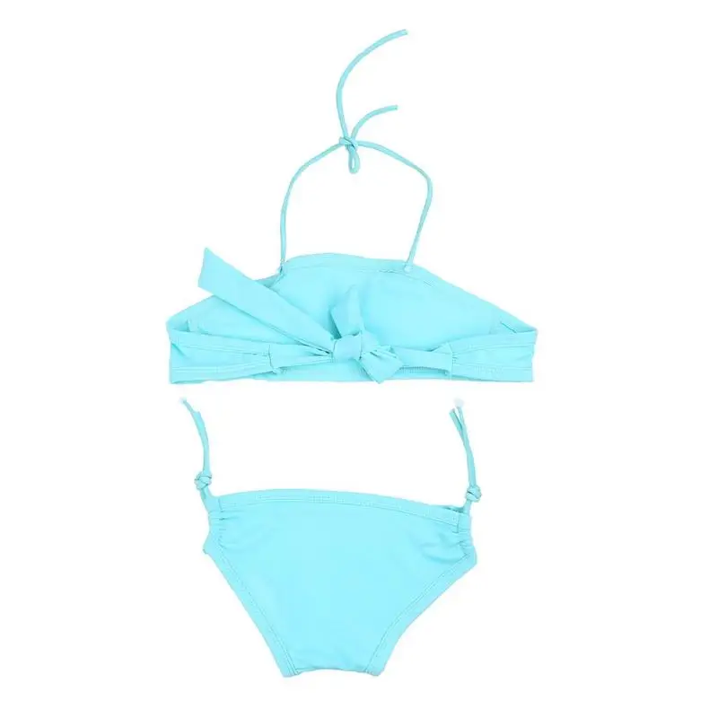 2018 Kids Baby Girls Solid Halter Ruffles Tankini  (21)