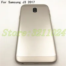 Для Samsung Galaxy J3 J330 J330F Металлическая задняя крышка корпус крышка батареи с камерой стекло+ Кнопка громкости питания+ логотип