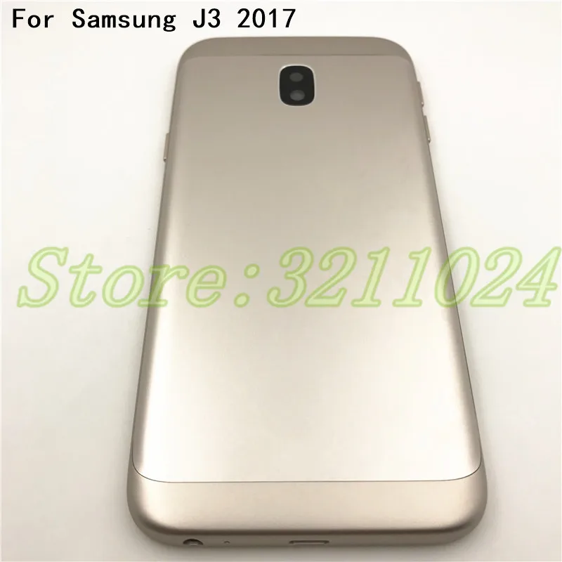 

New For Samsung Galaxy J3 2017 J330 J330F Metal Back Housing Cover Battery Cover With Camera Glass+Power Volume Button Key+Logo