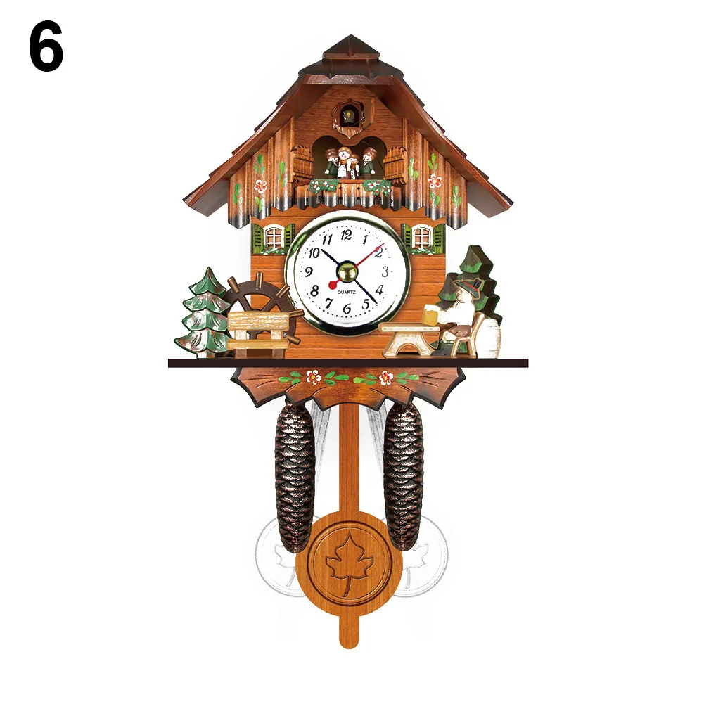Reloj de pared de cuco de madera antiguo pájaro campana de tiempo oscilante reloj despertador decoración para el hogar GQ999
