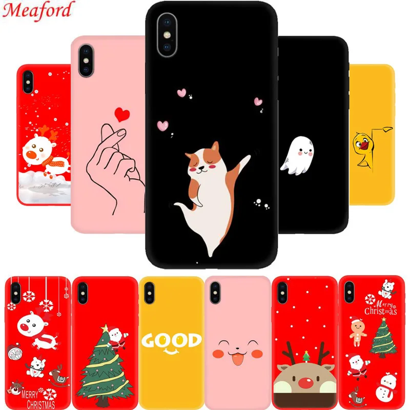 

Case For Apple iPhone 6s 6 s plus 7 8 plus X 10 XS Max XR XS Case Cover Xmas tree cute print Silicone Soft TPU case Coque fundas