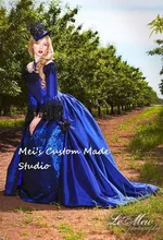 Valentina Gothic Romantic Off Shoulder Fantasy Gothic Victorian Gown victorian ball gown patterns /victorian ball gown blue