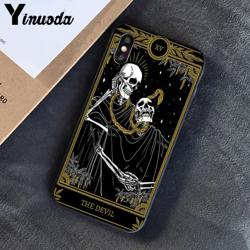 Yinuoda Death Tarot TPU черный чехол для телефона iPhone 6S 6plus 7 7plus 8 8Plus X Xs MAX 5 5S XR