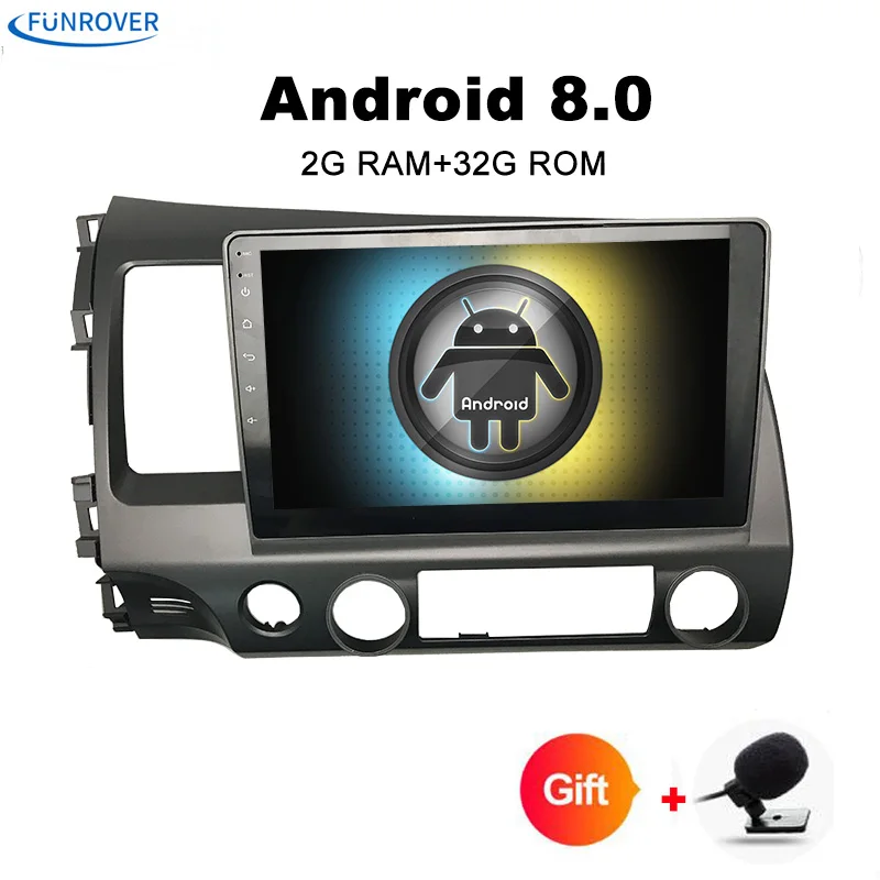 FUNROVER Quad core Android 8.0 2 DIN For honda CIVIC 2006-2011 Car DVD Navigation GPS HD Radio wifi obd2 MP3 playper rds video FUNROVER Quad core Android 8.0 2 DIN For honda CIVIC 2006-2011 Car DVD Navigation GPS HD Radio wifi obd2 MP3 playper rds video