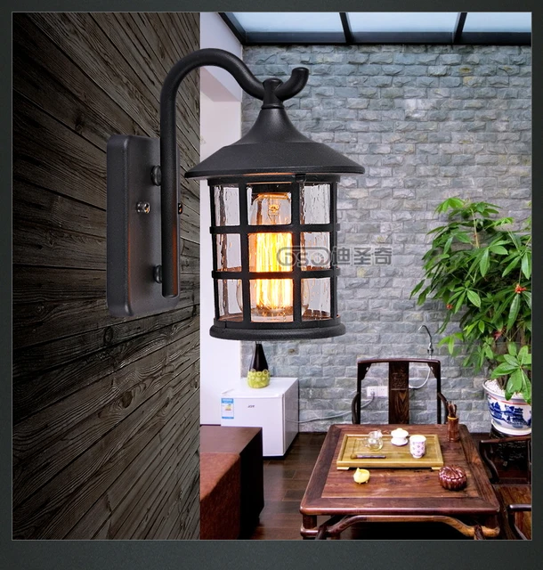 Vintage Rustic Iron Waterproof Wall Lamp Kerosene Lantern Light Rusty Matte Corridor For Doorway Gate Hallway Vintage Rustic Iron Waterproof Wall Lamp Kerosene Lantern Light Rusty Matte Corridor For Doorway Gate Hallway