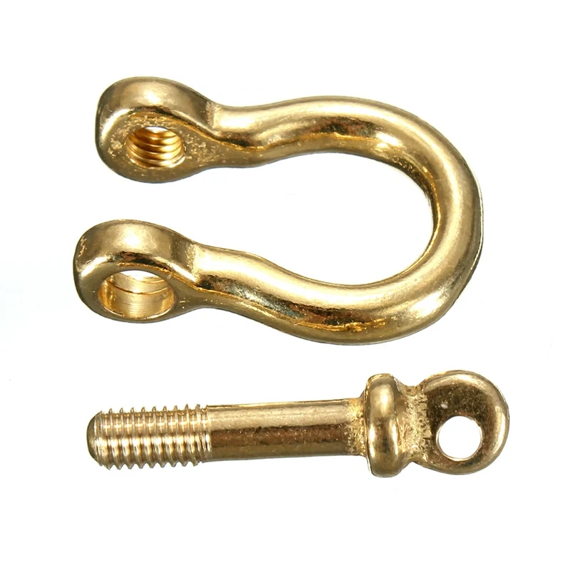 

2PC Solid Pure Brass Carabiner Shackle Key Ring Chain Hook Buckle Strap Copper Horseshoe Buckle DIY Key Buckle