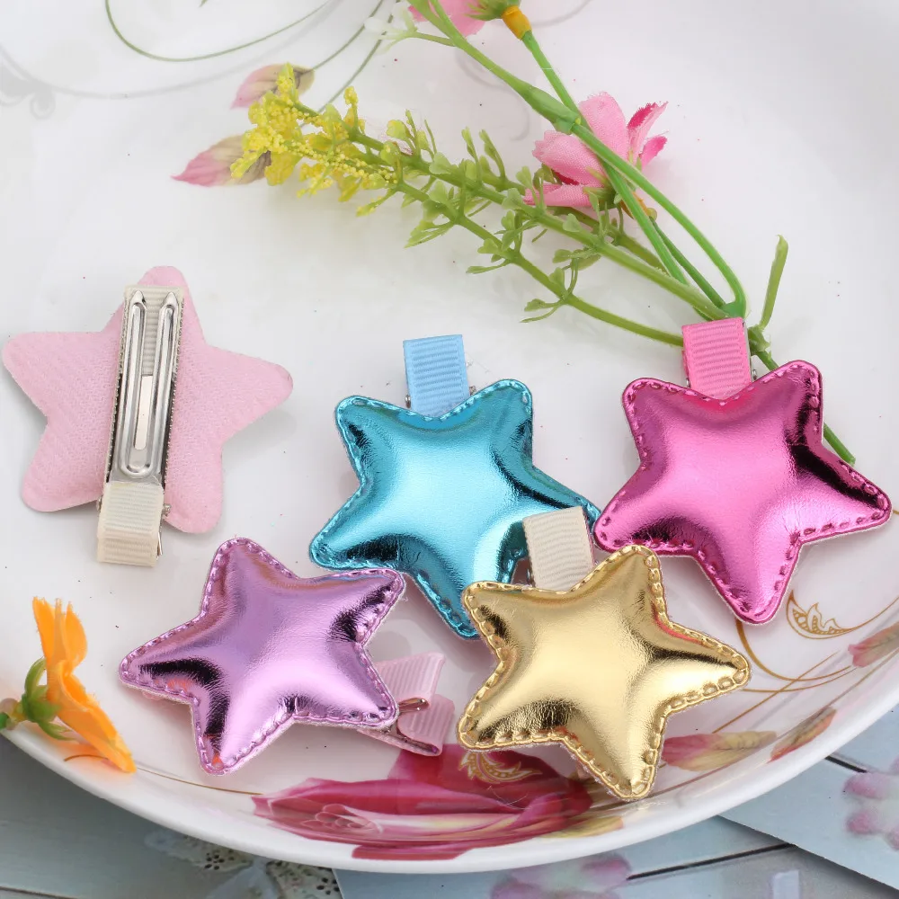 

Children Accessories Sweet PU Heart/Star/ Crown Hair clip Baby Girls Hairpins Kids Barrette Lovely Shiny Leather Headwear