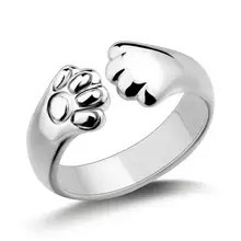Регулируемый Миди палец серебряная, в стиле бохо с покрытием из котенок кошка собака кольцо в виде лапы милые маленькийе Открытое кольцо для Для женщин девочек прекрасные подарки Bijoux(украшения своими руками