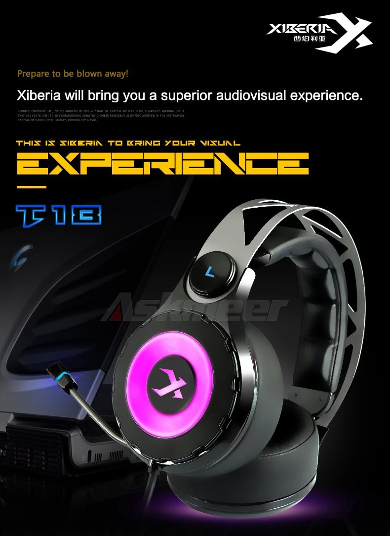 XIBERIA T18 Stereo Gaming Headphones with Microphone 7.1 Surround Sound Deep Bass Gamer Headset for Computer Best casque (1)