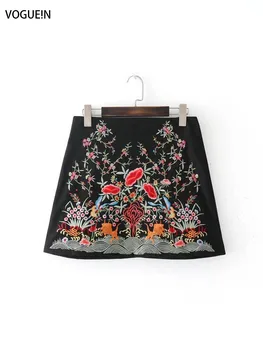 

VOGUEIN New Womens Ladies Premium Floral Embroidered A-Line Black Mini Skirt Size SML Wholesale