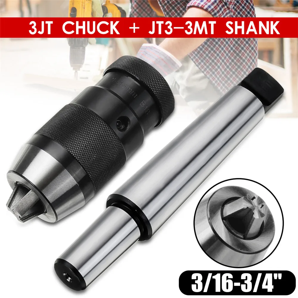 

WOLIKE 3/16-3/4 Inch 1-16mm Keyless Drill Chuck Self Tighten with JT3-3MT Shank For CNC Set