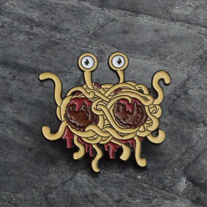 Flying-Spaghetti-Monster-Spille-FSM-Dello-Smalto-Spille-Pastafarianism-Ramen-Divertente-Flair-Spilla-Del-Denim-Dei