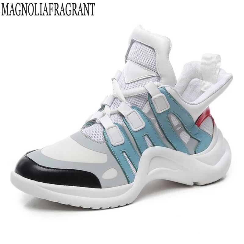 

new spring autumn fashion women casual shoes Genuine Leather platform shoes women sneakers Ladies white Trainers chaussure femme