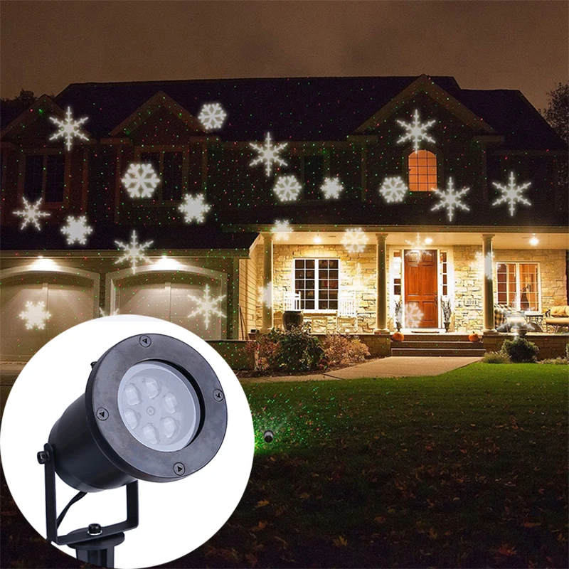 

Waterproof outdoor led white snowflake projection lamp The lawn lamp led Christmas lights The stars projection