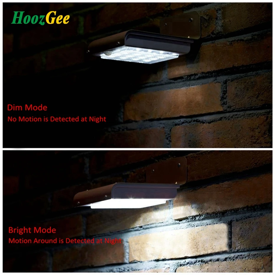 HoozGee Solar Wall Light Outdoor Super Bright Waterproof 16 LED PIR Motion Sensor Security Garden Lighting Patio Lamp